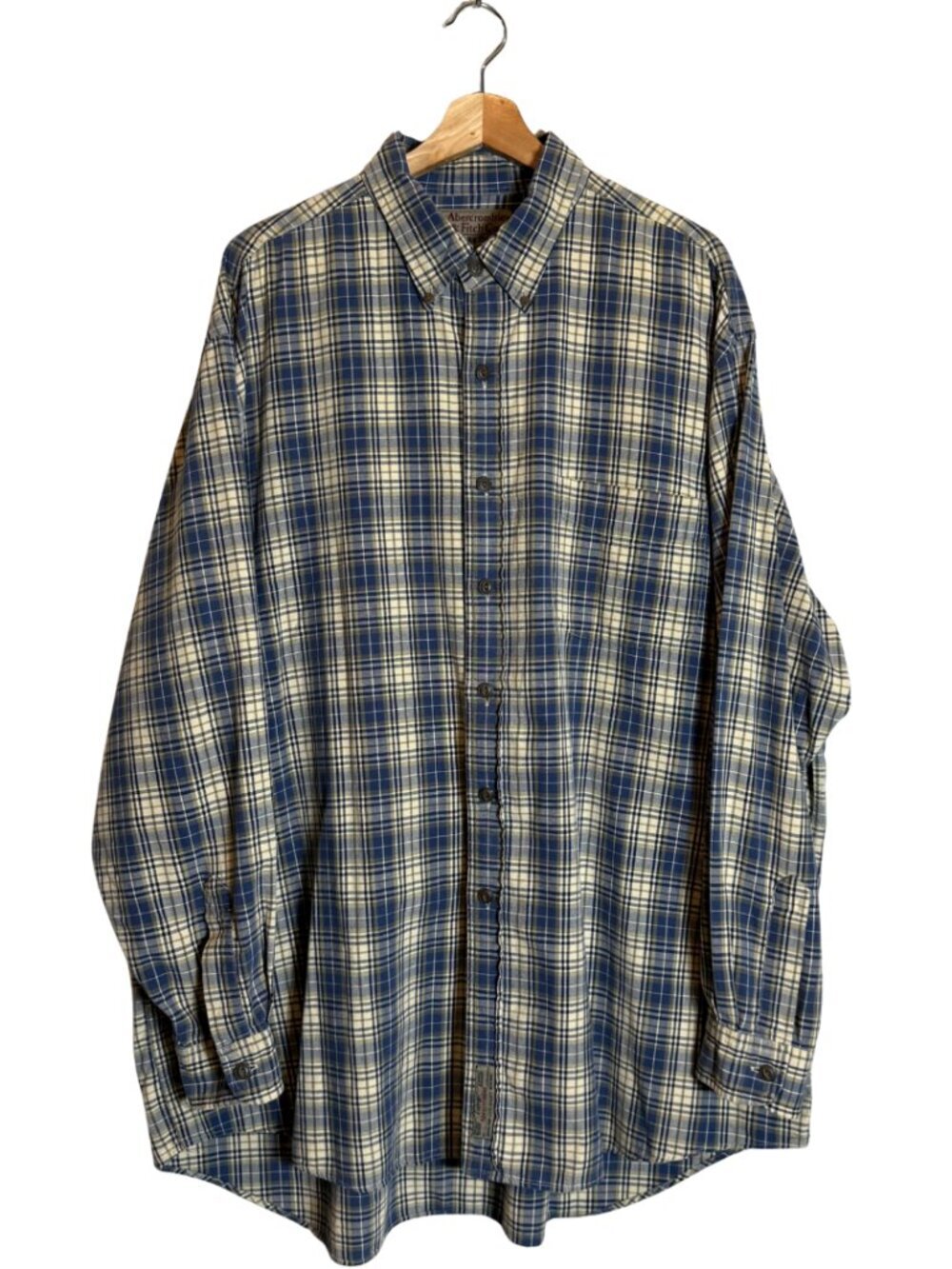 Vintage Abercrombie & Fitch The Big Shirt Plaid Button Down Shirt Men's XL Tan